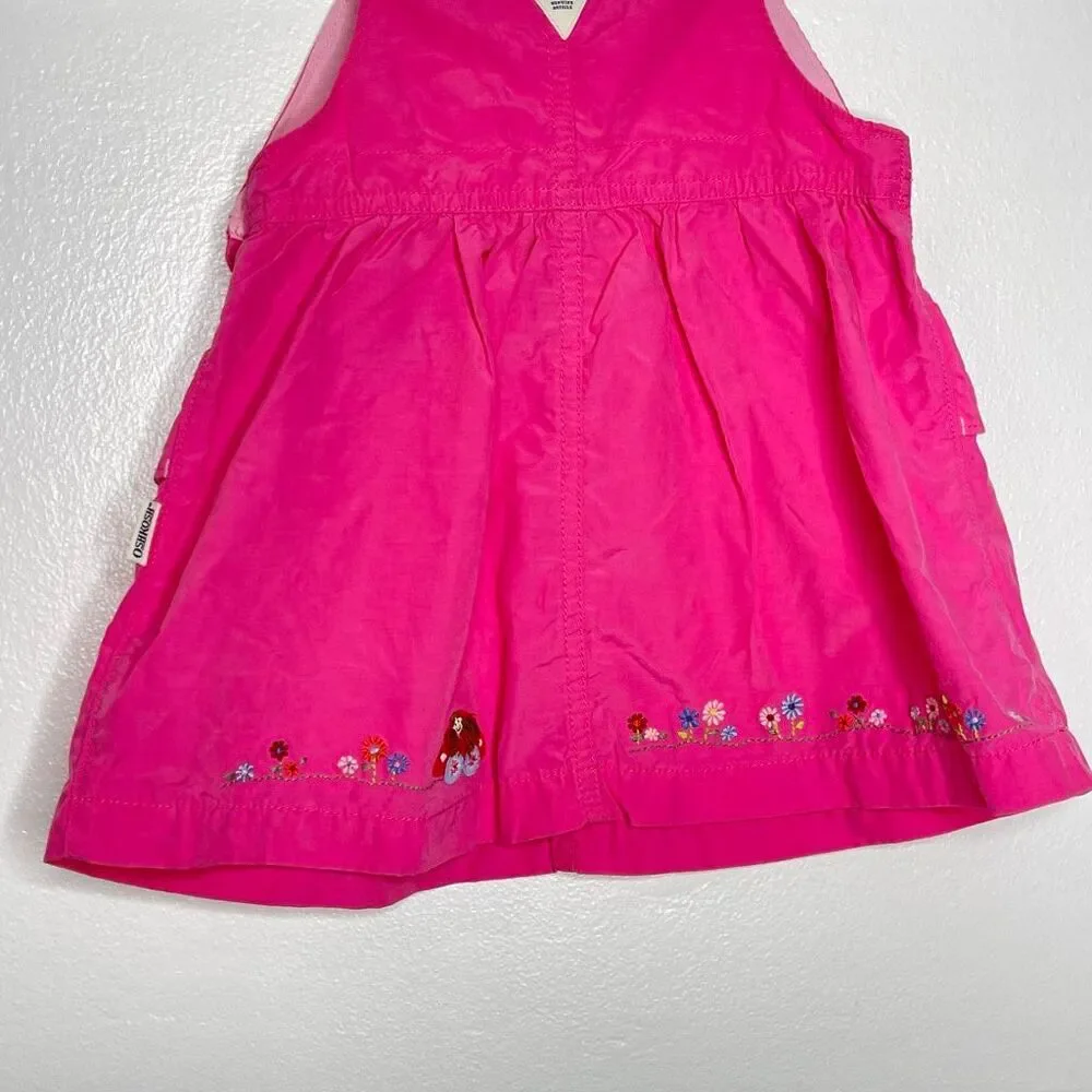 Osh Kosh B’Gosh Pink Embroidered Flowers Overall Dress Baby Girl Size 18 months